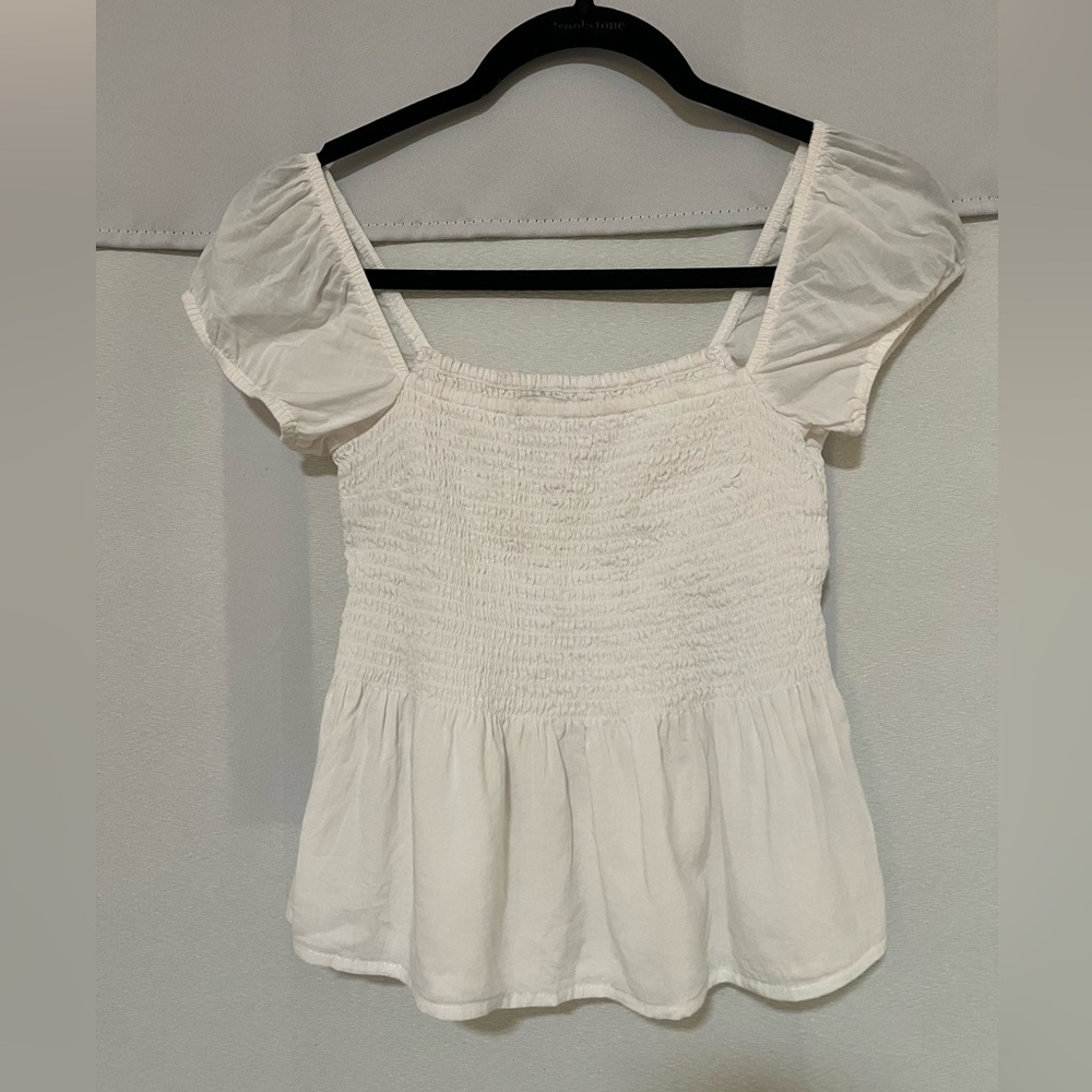 Abercrombie & Fitch White Puff Sleeve Blouse